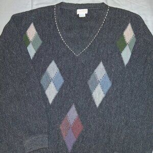 Men's 100% Alapaca Multi-Color V-Neck Sweater